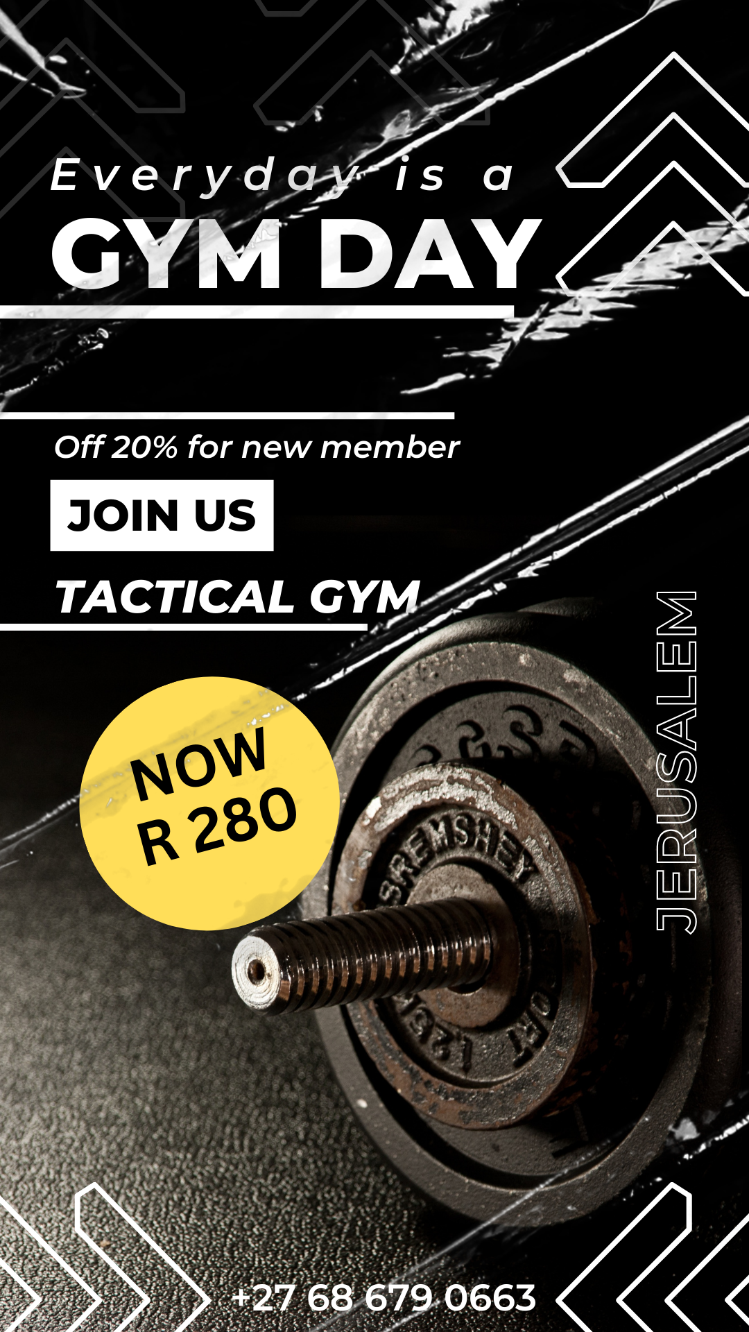 Black White Minimalist Gym Instagram Story