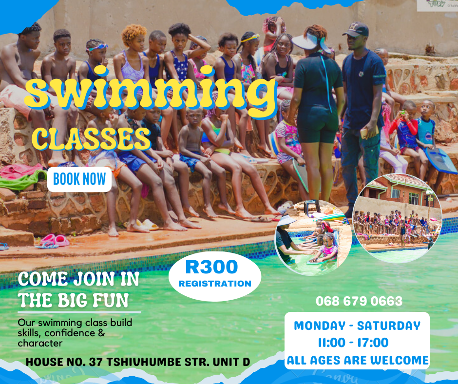 Blue and White Creative Minimalist Kids Swimming Class Promotion