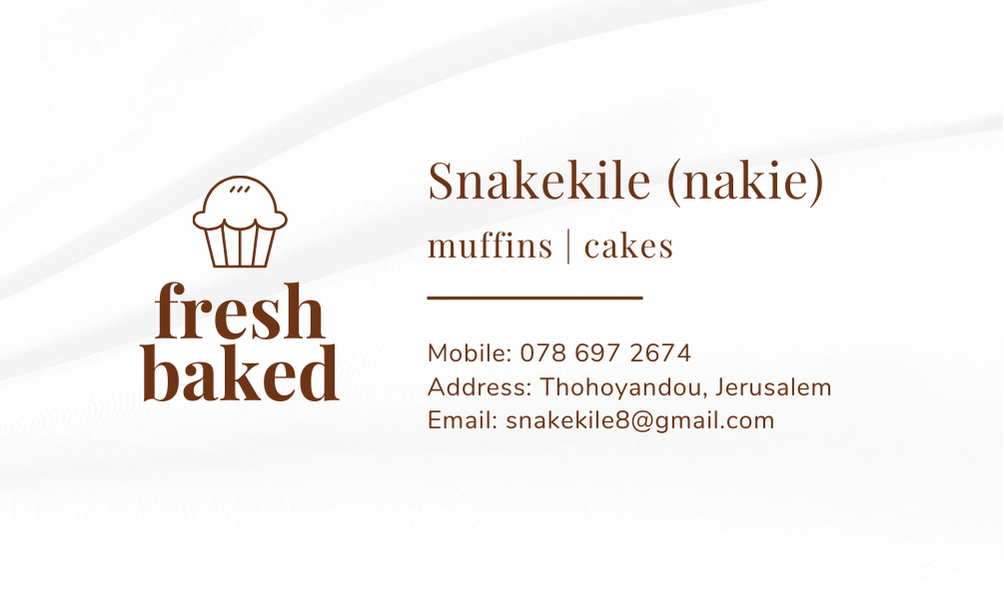 White and Brown Cake Designer Baker Chef Business Card